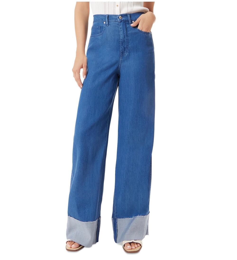 Sam Edelman High Rise Cuffed Wide Leg Jean Medium Denim Size 28 Long